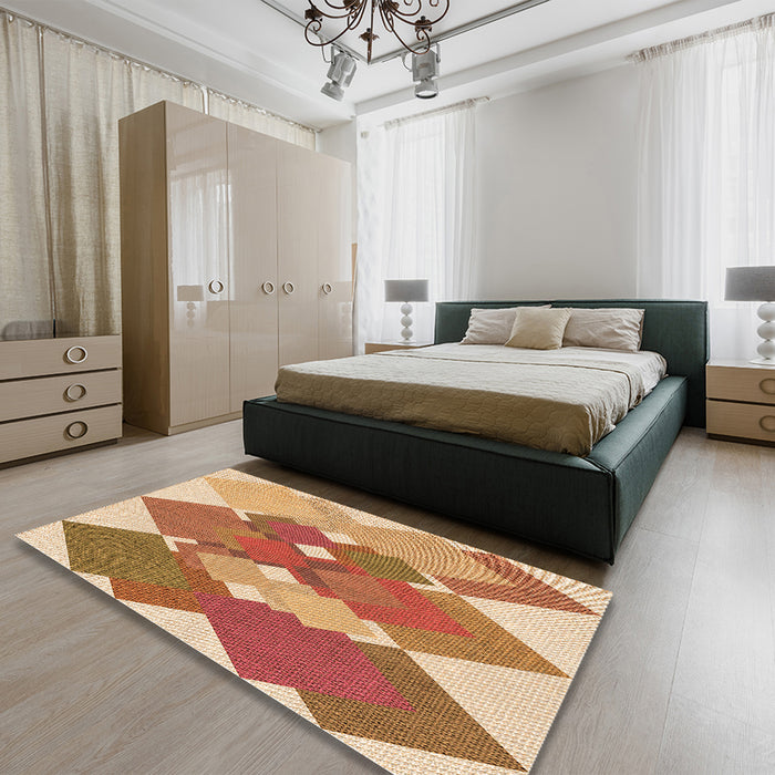 Round Machine Washable Transitional Red Rug in a Office, wshpat1107org