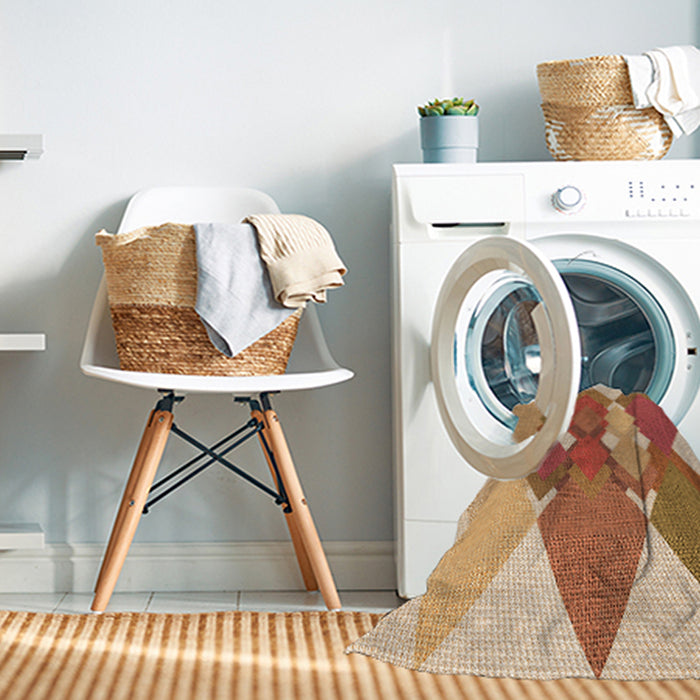 Machine Washable Transitional Red Rug in a Washing Machine, wshpat1107org