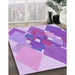 Patterned Mauve Purple Rug in Family Room, pat1107pur