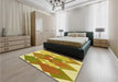 Patterned Bold Yellow Rug in a Bedroom, pat1107yw