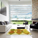 Square Patterned Bold Yellow Rug in a Living Room, pat1107yw