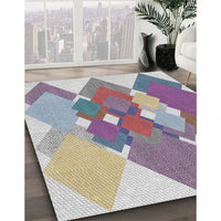 Patterned Platinum Silver Gray Novelty Rug, pat1107