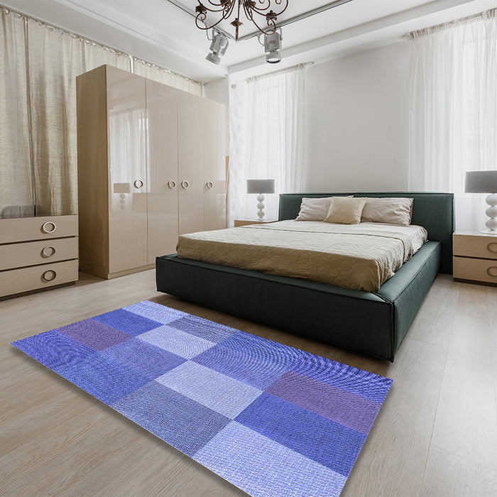 Patterned Sky Blue Rug in a Bedroom, pat1108blu