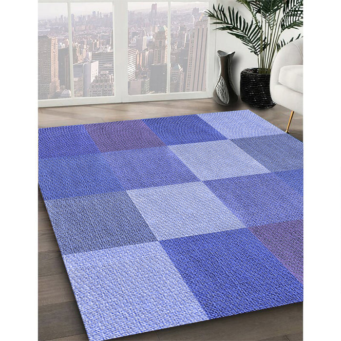 Patterned Sky Blue Rug in Family Room, pat1108blu