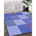 Patterned Sky Blue Rug in Family Room, pat1108blu