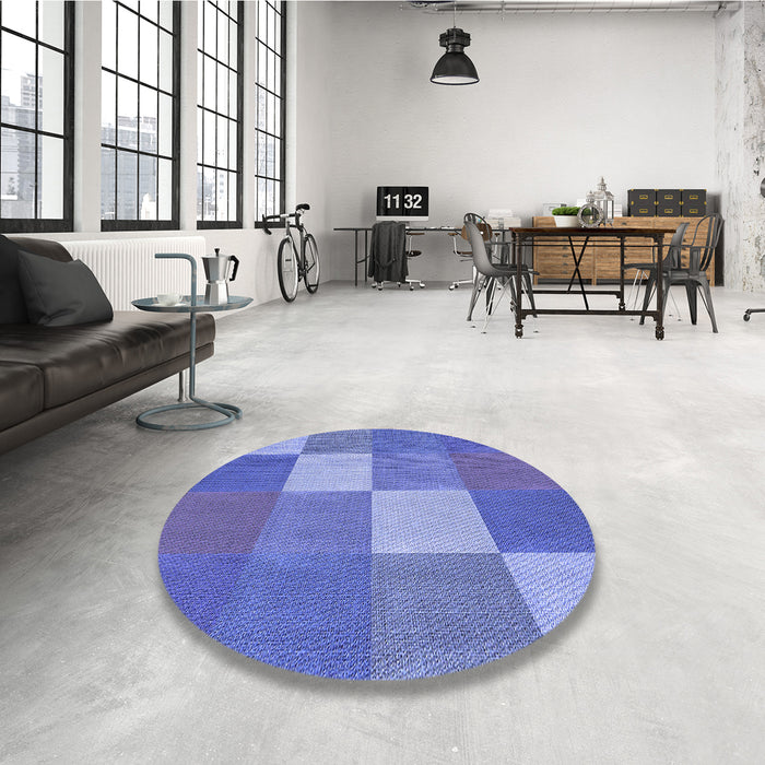 Round Patterned Sky Blue Rug in a Office, pat1108blu