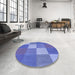 Round Patterned Sky Blue Rug in a Office, pat1108blu