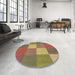 Round Patterned Chestnut Red Rug in a Office, pat1108brn