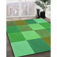 Patterned Dark Lime Green Rug, pat1108grn