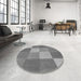 Round Patterned Ash Gray Rug in a Office, pat1108gry