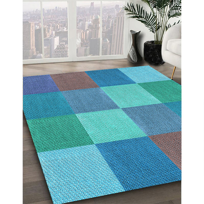 Patterned Blue Rug in Family Room, pat1108lblu