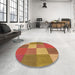 Round Patterned Red Rug in a Office, pat1108org