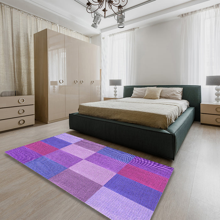 Patterned Purple Rug in a Bedroom, pat1108pur