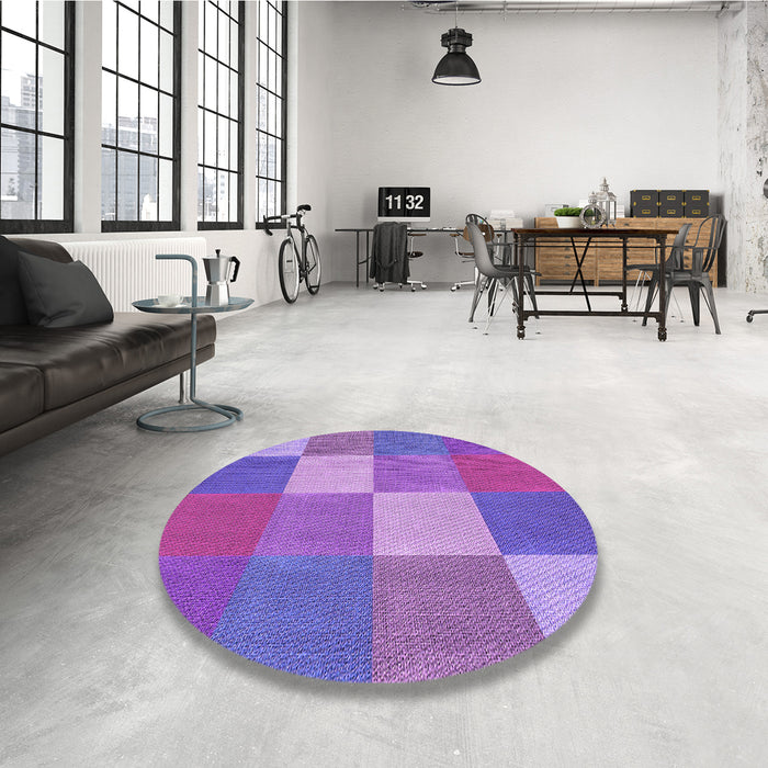 Round Patterned Purple Rug in a Office, pat1108pur