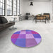 Round Patterned Purple Rug in a Office, pat1108pur