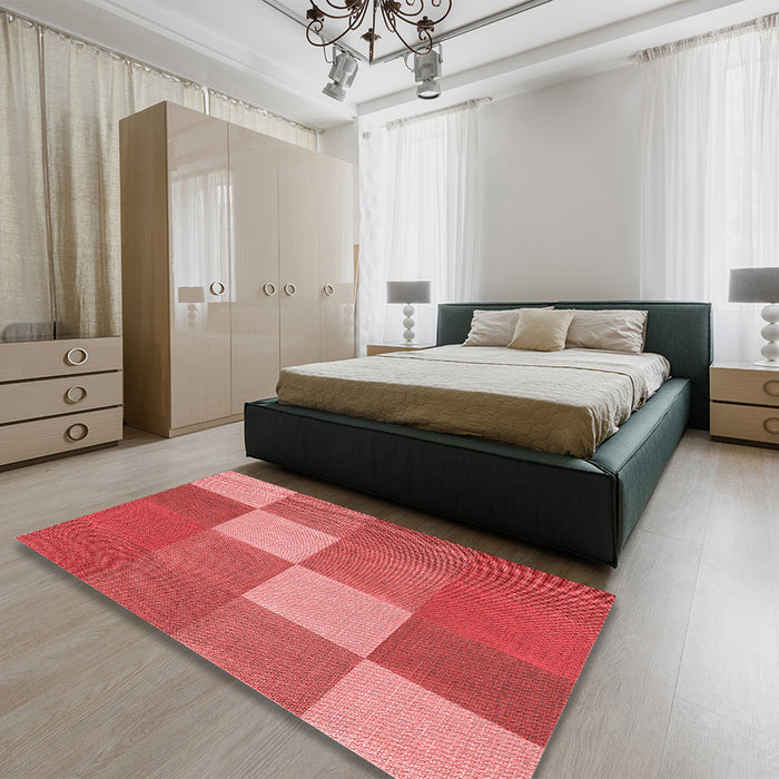 Patterned Red Rug in a Bedroom, pat1108rd