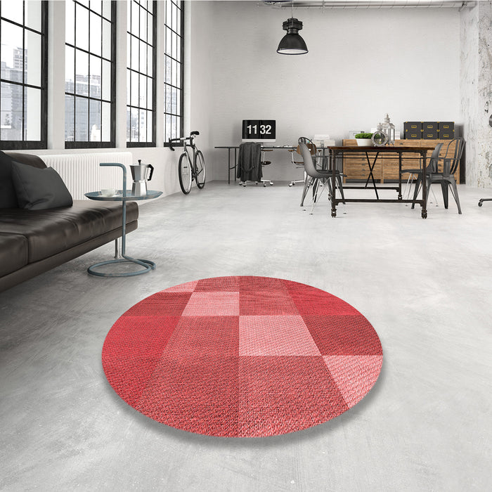Round Patterned Red Rug in a Office, pat1108rd