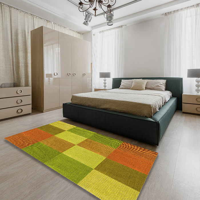 Patterned Mahogany Brown Rug in a Bedroom, pat1108yw