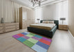 Patterned Blue Green Novelty Rug in a Bedroom, pat1108