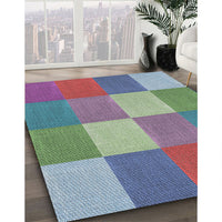 Patterned Blue Green Novelty Rug, pat1108