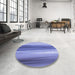 Round Patterned Jeans Blue Rug in a Office, pat1109blu