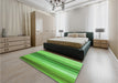 Patterned Emerald Green Rug in a Bedroom, pat1109grn