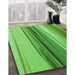 Patterned Emerald Green Rug in Family Room, pat1109grn