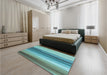 Patterned Aquamarine Stone Green Rug in a Bedroom, pat1109lblu