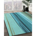 Patterned Aquamarine Stone Green Rug in Family Room, pat1109lblu