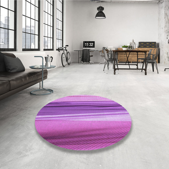 Round Patterned Violet Purple Rug in a Office, pat1109pur