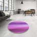 Round Patterned Violet Purple Rug in a Office, pat1109pur