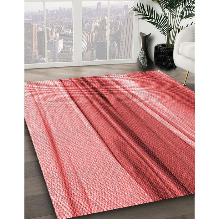 Patterned Ruby Red Rug in Family Room, pat1109rd