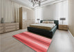 Patterned Ruby Red Rug in a Bedroom, pat1109rd
