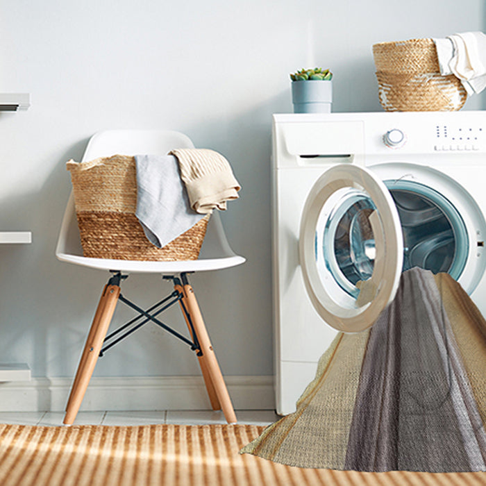 Machine Washable Transitional Sepia Brown Rug in a Washing Machine, wshpat1109