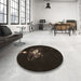 Round Patterned Black Rug in a Office, pat111brn