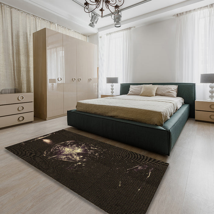 Patterned Black Rug in a Bedroom, pat111brn