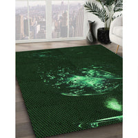 Patterned Deep Emerald Green Rug, pat111grn