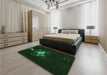 Patterned Deep Emerald Green Rug in a Bedroom, pat111grn