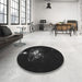 Round Patterned Black Rug in a Office, pat111gry