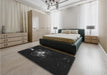 Patterned Black Rug in a Bedroom, pat111gry