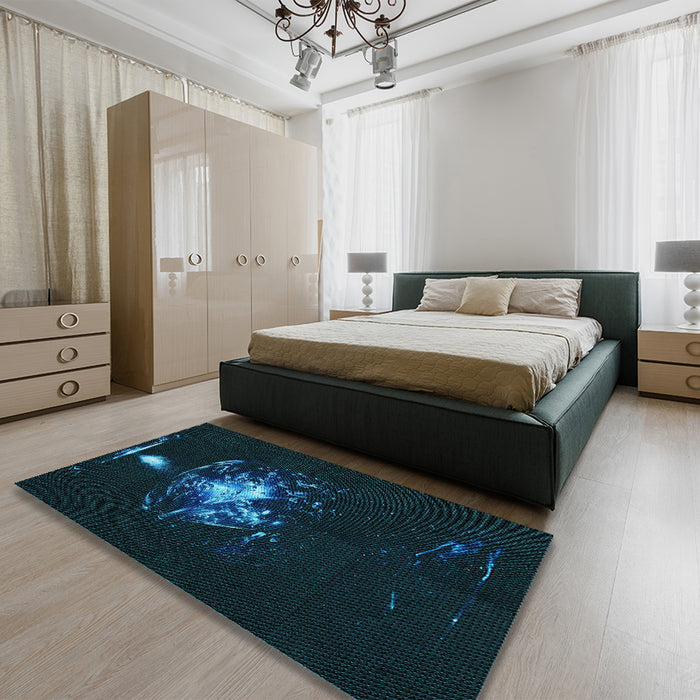 Patterned Black Rug in a Bedroom, pat111lblu