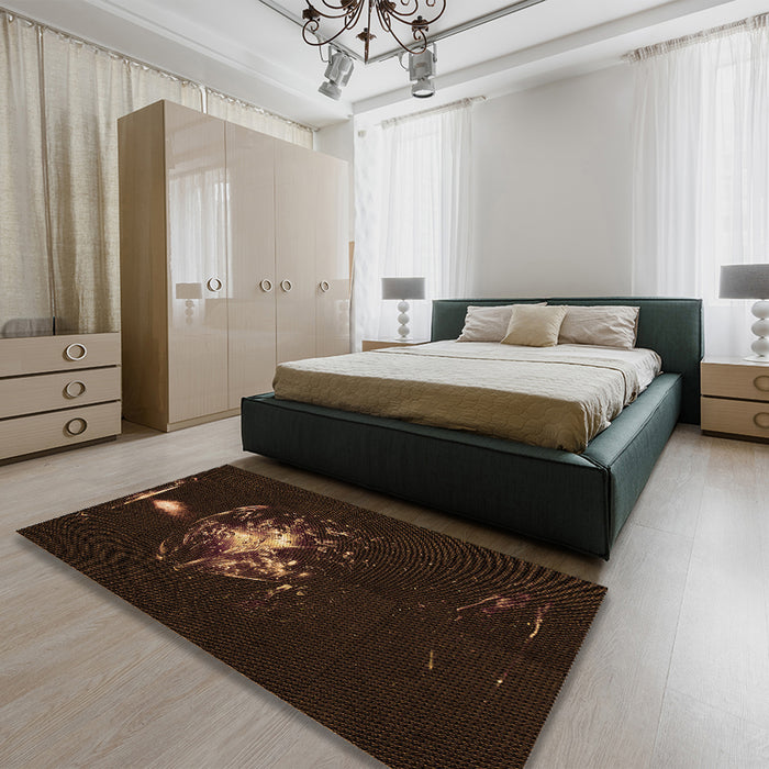 Round Machine Washable Transitional Black Rug in a Office, wshpat111org