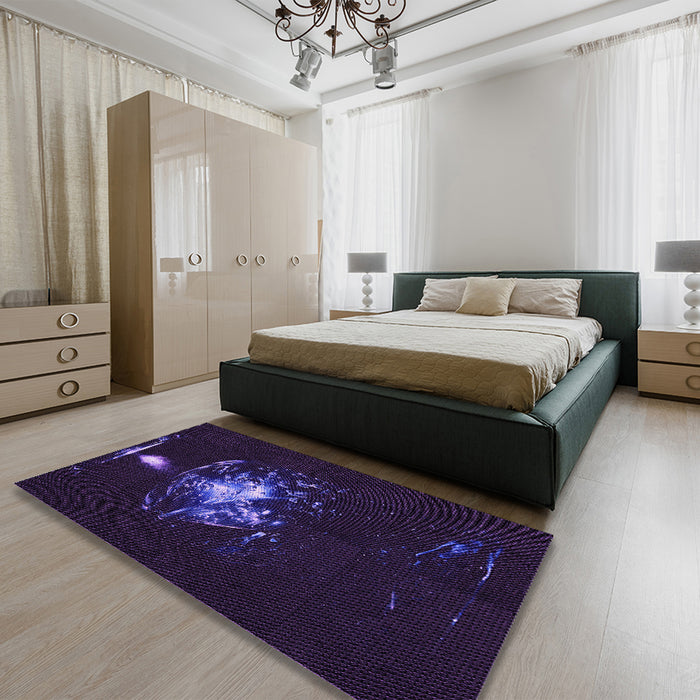 Round Machine Washable Transitional Purple Rug in a Office, wshpat111pur