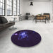 Round Patterned Purple Rug in a Office, pat111pur