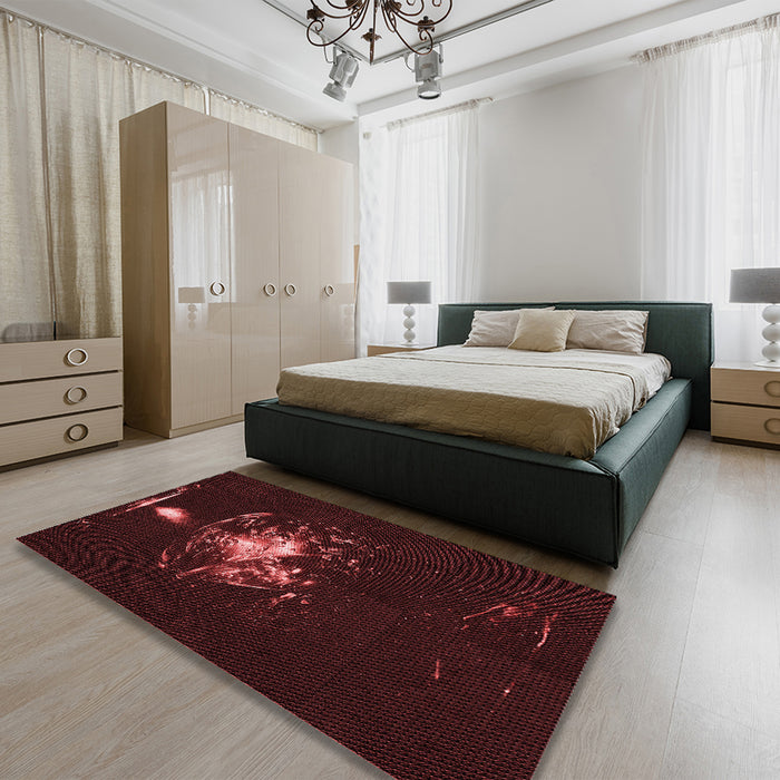 Patterned Chocolate Brown Rug in a Bedroom, pat111rd