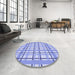 Round Patterned Light Slate Blue Rug in a Office, pat1110blu