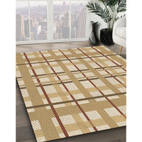 Patterned Brown Gold Rug, pat1110brn