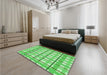 Patterned Green Rug in a Bedroom, pat1110grn