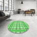 Round Patterned Green Rug in a Office, pat1110grn