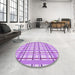 Round Patterned Blossom Pink Rug in a Office, pat1110pur